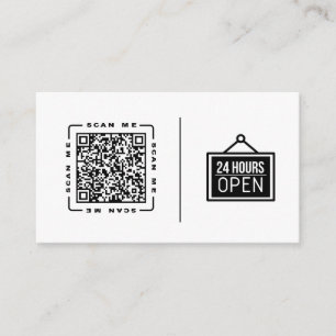 Offen 24/7 Anpassbare QR-Code- und Logo-Vorlage Visitenkarte