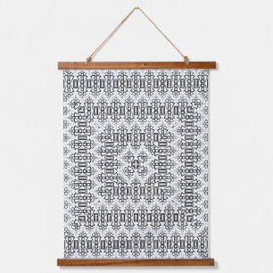 Offenarbeit Quadrate Art Deco Retro Schwarz Weiß Wandteppich Mit Holzrahmen