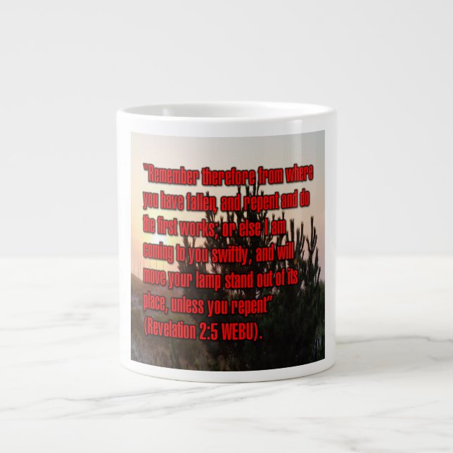 Offenbarung 2:5 WEBU-Tasse Jumbo-Tasse (Vorderseite)