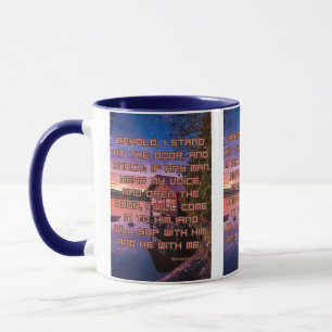 Offenbarung 3:20 KJV Bibelschrift Bild Zwei-Tonen Tasse