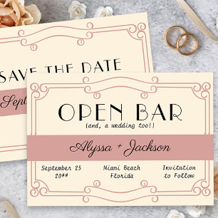 Offene Bar Art Deco Dusty Rose und Vintage Creme Save The Date