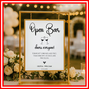 Offene Bar Beschilderung Moderne Hochzeit Kalligra Poster