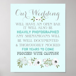 Offene Bar Hochzeit signieren Blumenfreude jeglich Poster