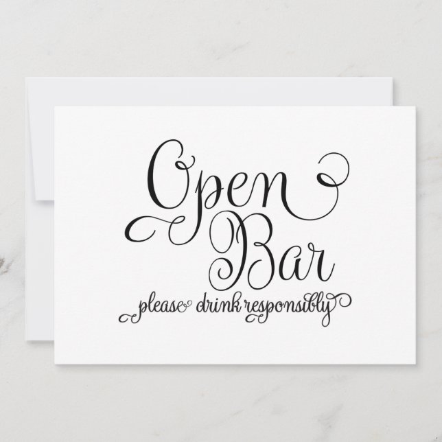 Offene Bar Hochzeitsschild Einladung (Vorderseite)