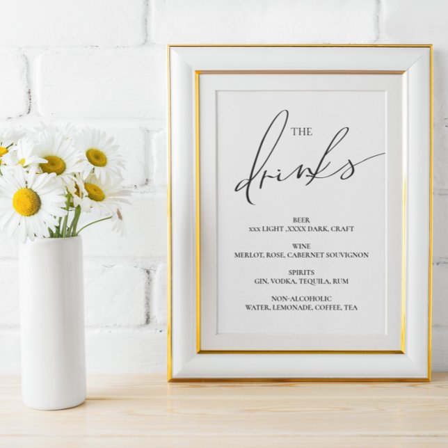 Offene Bar Menü Hochzeitsschild Poster (Von Creator hochgeladen)