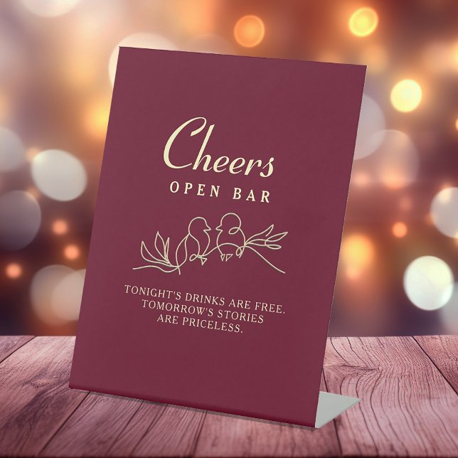 Offene Bar Romantische Hochzeit Sockelschild (Von Creator hochgeladen)