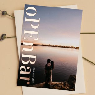 OFFENE BAR ROSE GOLD Save the Date DRUCKT Folieneinladung