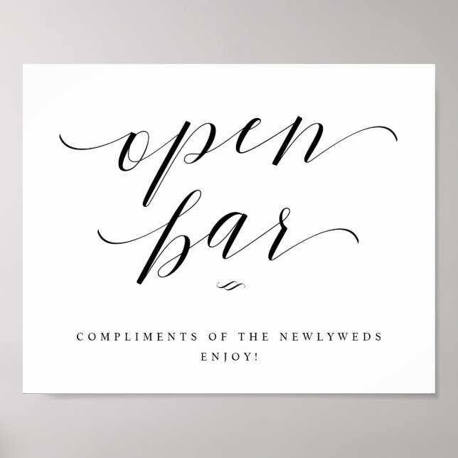 Offene Bar Schrift Kalligrafie Hochzeitsempfangssc Poster (Vorne)