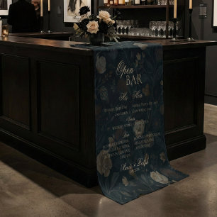 Offene Bar und Signature Drink Schwarze Florale Ho Wandteppich