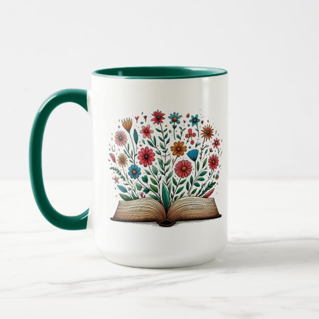Offene Blume große Combo-Keramik Tasse (Links)