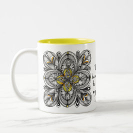 Offene Blumengehandzeichnete Doodle mit Kaffee-Zit Zweifarbige Tasse