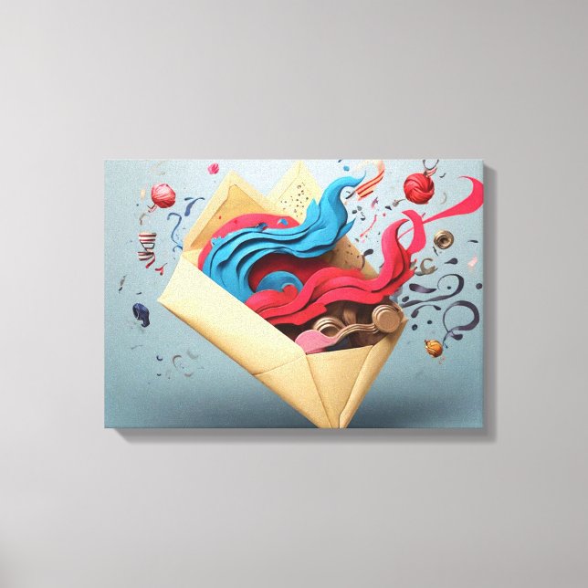 Offene Briefumschlagüberraschung Leinwanddruck (Vorderseite)