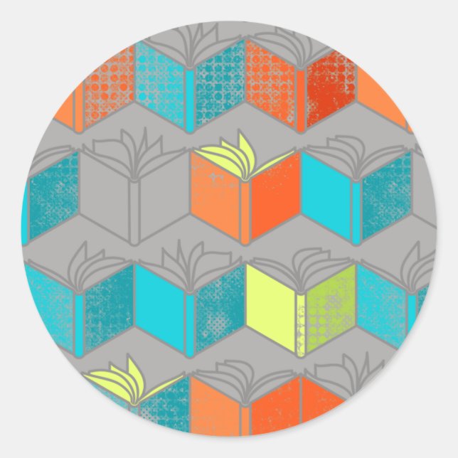 Offene Bücher Runder Aufkleber (Vorderseite)