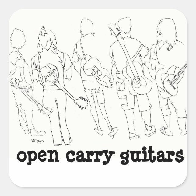 offene Carry-Gitarre Quadratischer Aufkleber (Vorderseite)