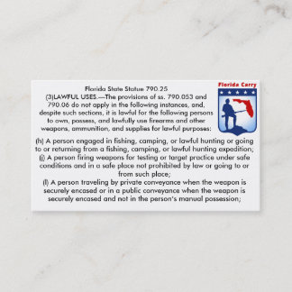 Offene Florida-Feuerwaffen tragen Visitenkarte
