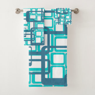 Offene moderne Rechtecke Mitte des Jahrhunderts Badhandtuch Set