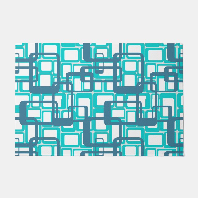 Offene moderne Rechtecke Mitte des Jahrhunderts Fußmatte (Vorderseite)