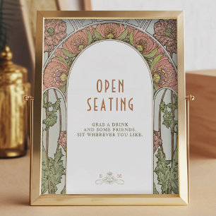 Offene Sitzplatzbeschilderung Vintage Art Nouveau Poster
