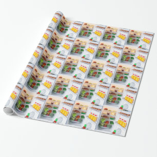 Offener Kühlschrank mit Essen Geschenkpapier