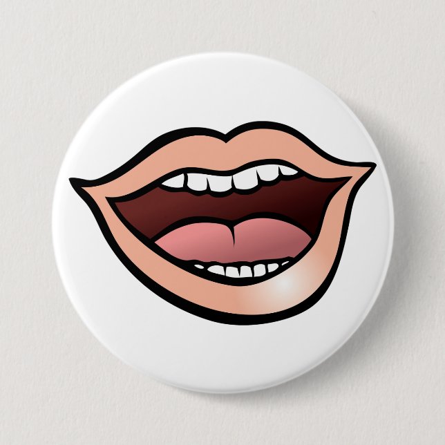 Offener Mund Lippen Zähne Zunge Button (Vorderseite)