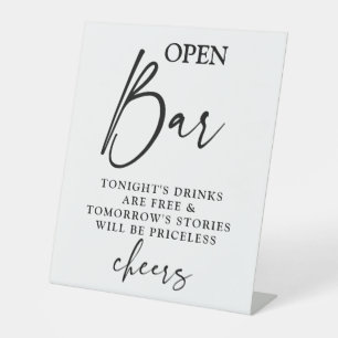 Offenes Bar minimalistisches Hochzeitszeichen Sockelschild