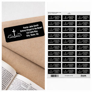 Offenes Bibel-Christen-Kreuz-Rücksendeetikett