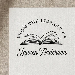 Offenes Buch aus der Bibliothek des Buchzeichens Permastempel