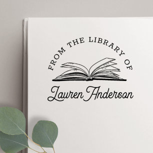 Offenes Buch aus der Bibliothek des Exlibris Permastempel