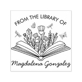 Offenes Buch Blume Libellen aus der Bibliothek Permastempel