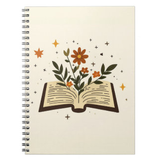 Offenes Buch Florale Magie Notizbuch