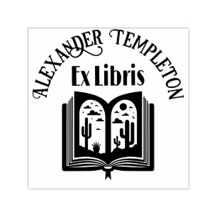 Offenes Buch mit den Seiten der Wüste Landschaft " Permastempel