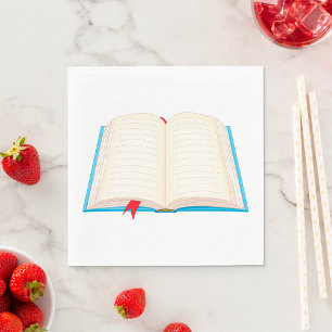 Offenes Buch mit rotem Lesezeichen Serviette