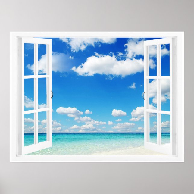Offenes Fenster am Strand Poster (Vorne)