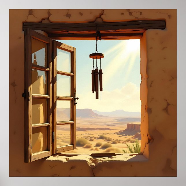 Offenes Fenster in der Wüste  Poster (Vorne)