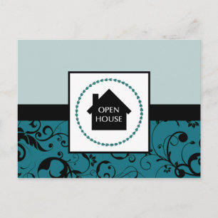 offenes Haus: beruflicher Damast Postkarte