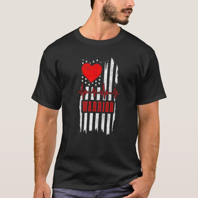 Offenes Herz Operation Warrior Patriotische Transp T-Shirt (Vorderseite)