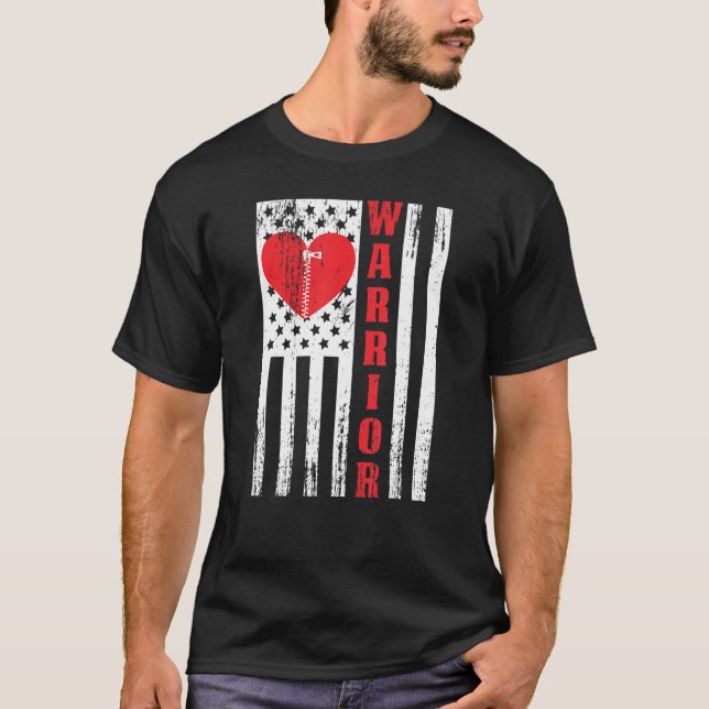Offenes Herz Operation Warrior US-Flagge - Herzpat T-Shirt (Vorderseite)