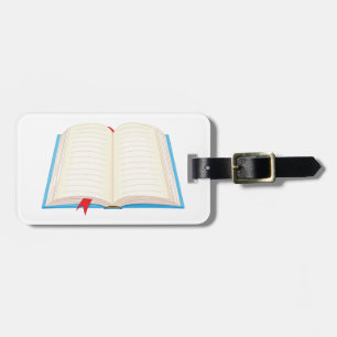 Offenes Linienbuch rotes Lesezeichen Gepäckanhänger