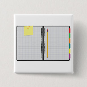 Offenes Millimeterpapier-Notizbuch mit Bleistift Button