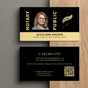 Öffentlich bestellter Notar Foto Gold Schwarz QR-C Visitenkarte