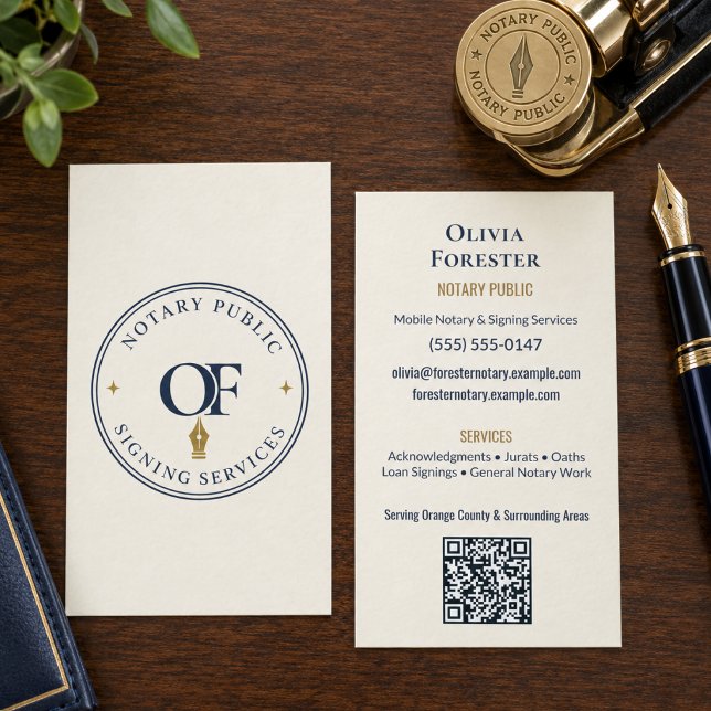 Öffentlich bestellter Notar QR Code Professional  Visitenkarte (Notary Public Business Card - Professional Logo With Initials. Hand out to clients and prospects. )