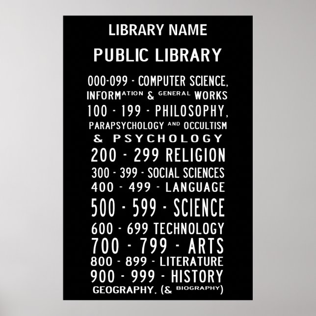 Öffentliche Bibliothek Dewey-Dezimal-Busroll Poster (Vorne)