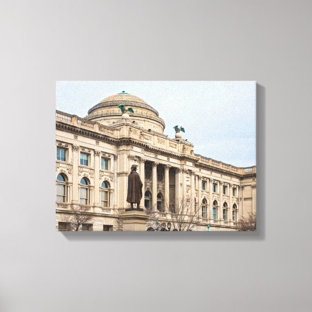 öffentliche Bibliothek im Renaissancestil in Milwa Leinwanddruck (Vorderseite)