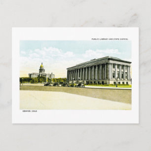 Öffentliche Bibliothek und State Capitol, Denver, Postkarte