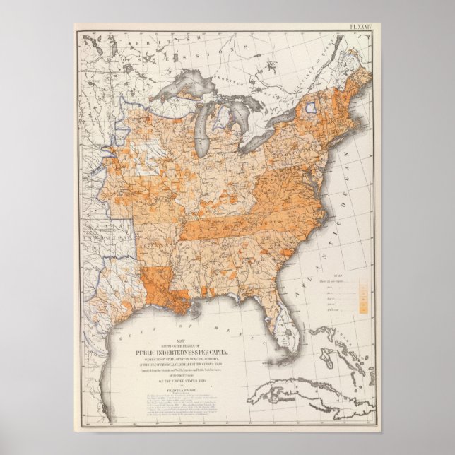 Öffentliche Verschuldung, statistischer Lithograph Poster (Vorne)