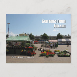 Öffentlicher Markt in Hamina, Finnland Postkarte