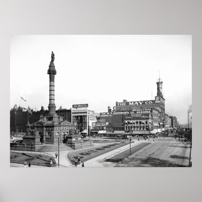 Öffentlicher Platz, Cleveland, 1900 Poster (Vorne)