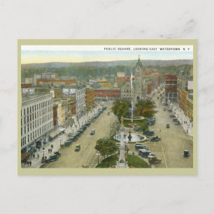 Öffentlicher Platz, Wasserstadt NY 1928 Vintag Postkarte