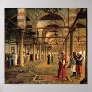 Öffentliches Gebet in der Moschee von Amr, Kairo Poster