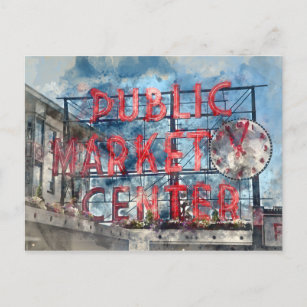 Öffentliches Marktzentrum in Seattle Postkarte